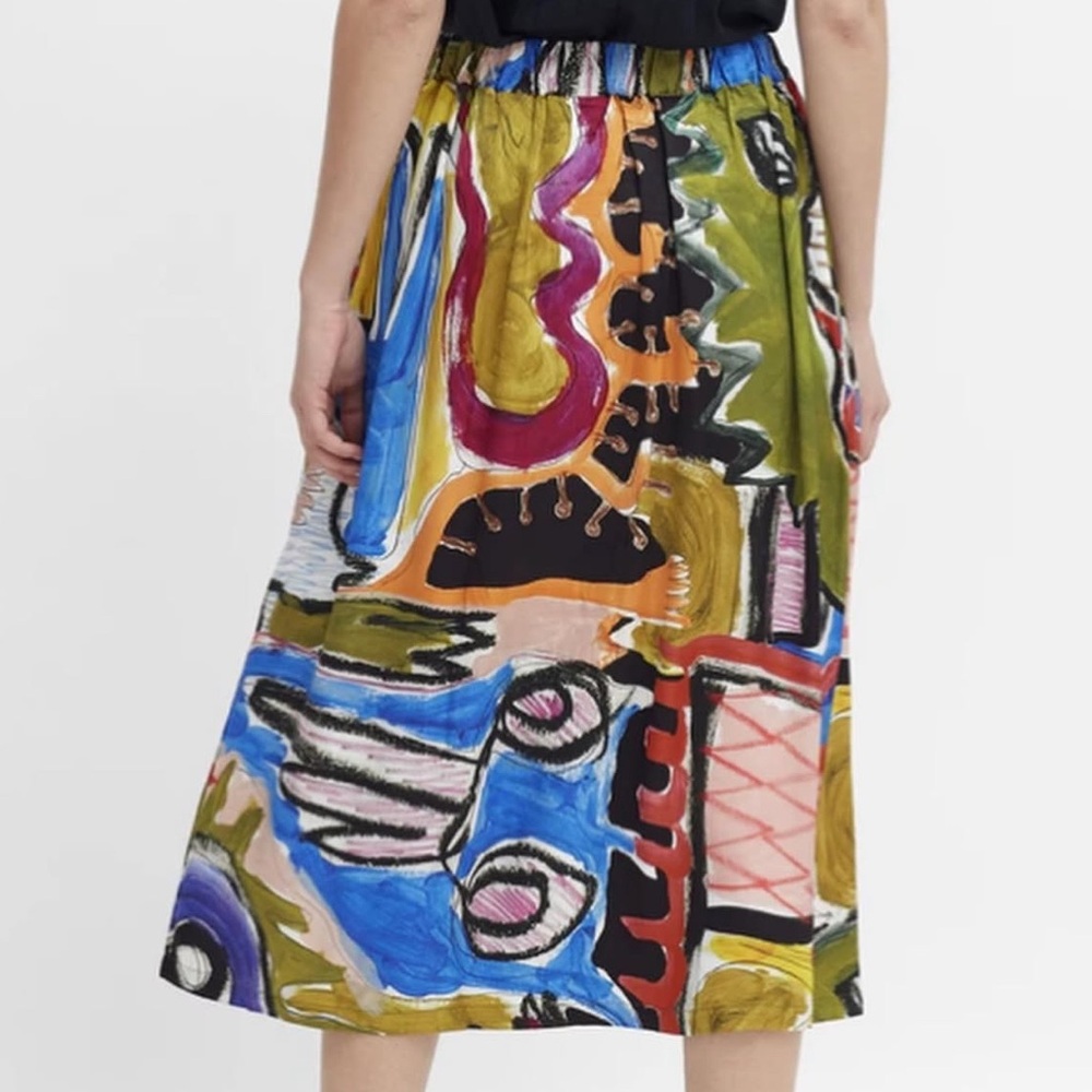 Rare ELK AU Abstract Multicolor Midi Skirt